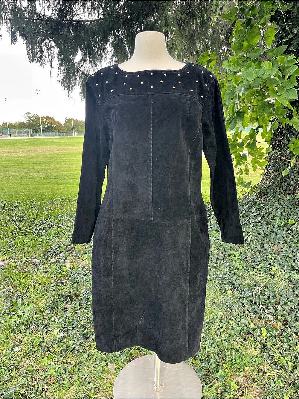 Vanna White Studded Neckline Dress in Black Large Like New